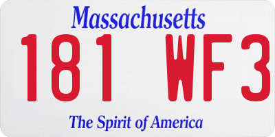 MA license plate 181WF3