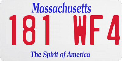 MA license plate 181WF4
