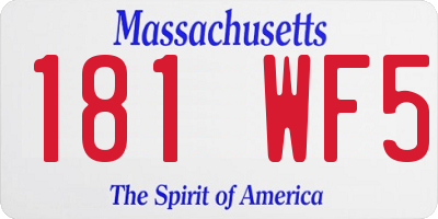 MA license plate 181WF5