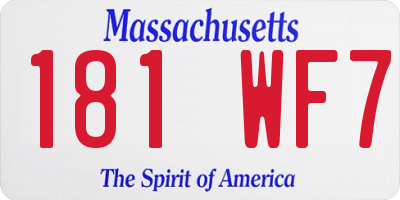 MA license plate 181WF7