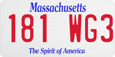 MA license plate 181WG3