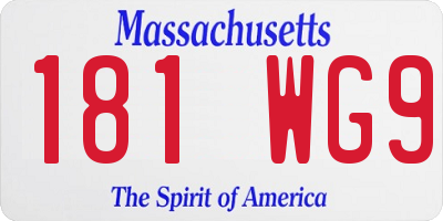 MA license plate 181WG9