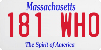 MA license plate 181WH0