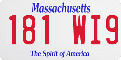 MA license plate 181WI9