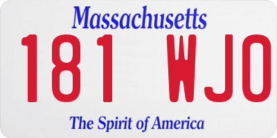 MA license plate 181WJ0