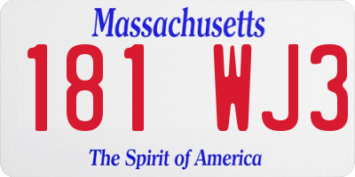 MA license plate 181WJ3