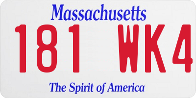 MA license plate 181WK4