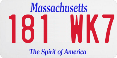 MA license plate 181WK7