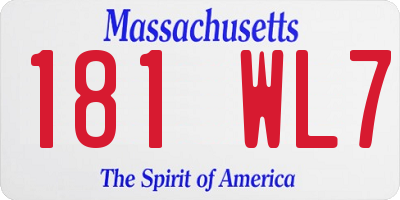 MA license plate 181WL7