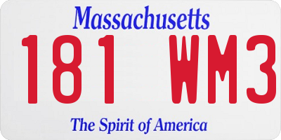 MA license plate 181WM3