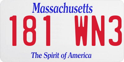 MA license plate 181WN3