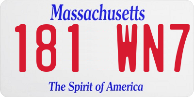 MA license plate 181WN7
