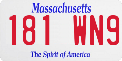 MA license plate 181WN9