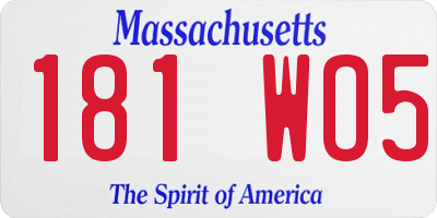 MA license plate 181WO5