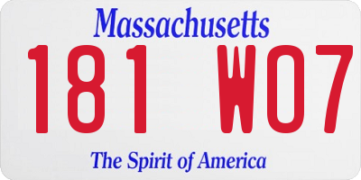 MA license plate 181WO7