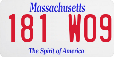 MA license plate 181WO9