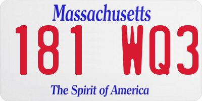 MA license plate 181WQ3