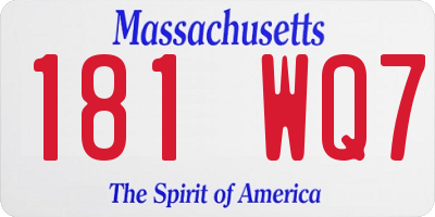MA license plate 181WQ7