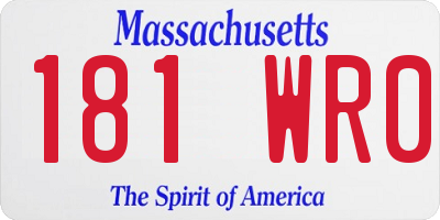 MA license plate 181WR0