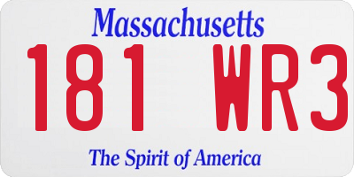 MA license plate 181WR3
