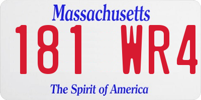 MA license plate 181WR4