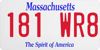 MA license plate 181WR8