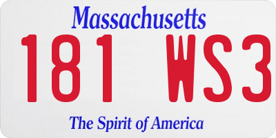 MA license plate 181WS3