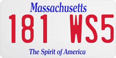 MA license plate 181WS5