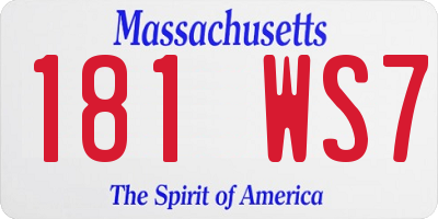 MA license plate 181WS7