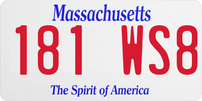 MA license plate 181WS8