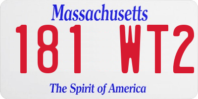 MA license plate 181WT2
