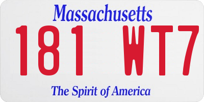 MA license plate 181WT7