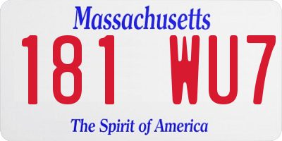 MA license plate 181WU7