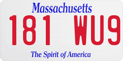 MA license plate 181WU9