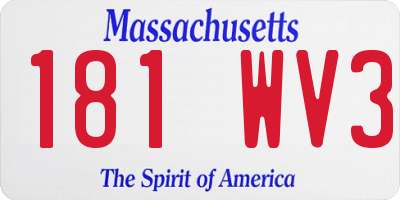 MA license plate 181WV3