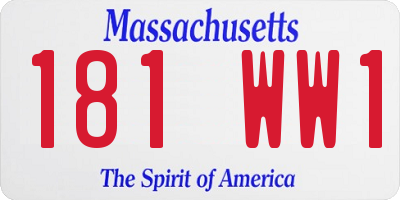 MA license plate 181WW1