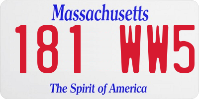 MA license plate 181WW5