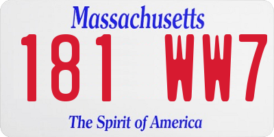 MA license plate 181WW7