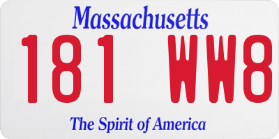 MA license plate 181WW8