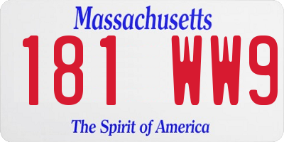 MA license plate 181WW9