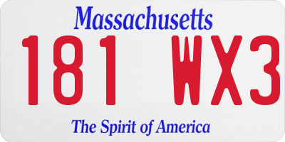 MA license plate 181WX3