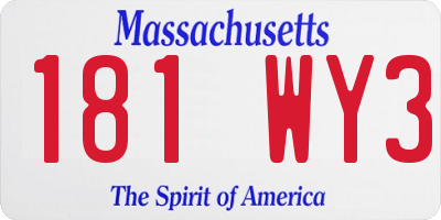 MA license plate 181WY3