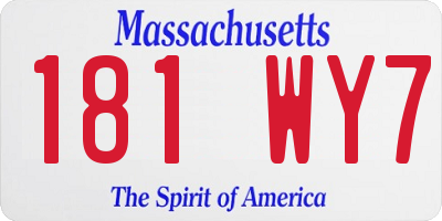 MA license plate 181WY7