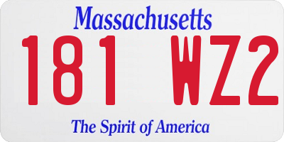 MA license plate 181WZ2