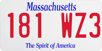 MA license plate 181WZ3