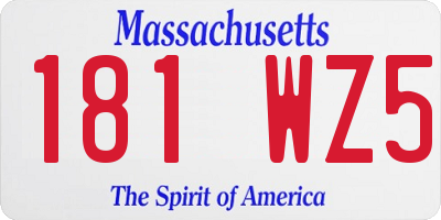 MA license plate 181WZ5