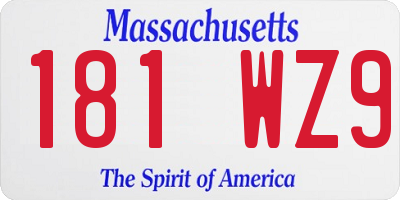 MA license plate 181WZ9