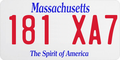 MA license plate 181XA7