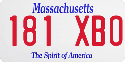 MA license plate 181XB0