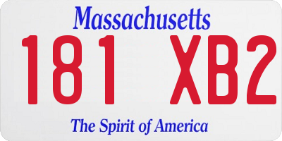 MA license plate 181XB2